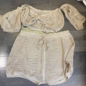 Swim crochet cover up shorts crop top